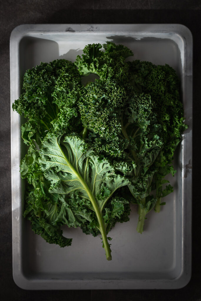 kale leaf cabbage on a tray